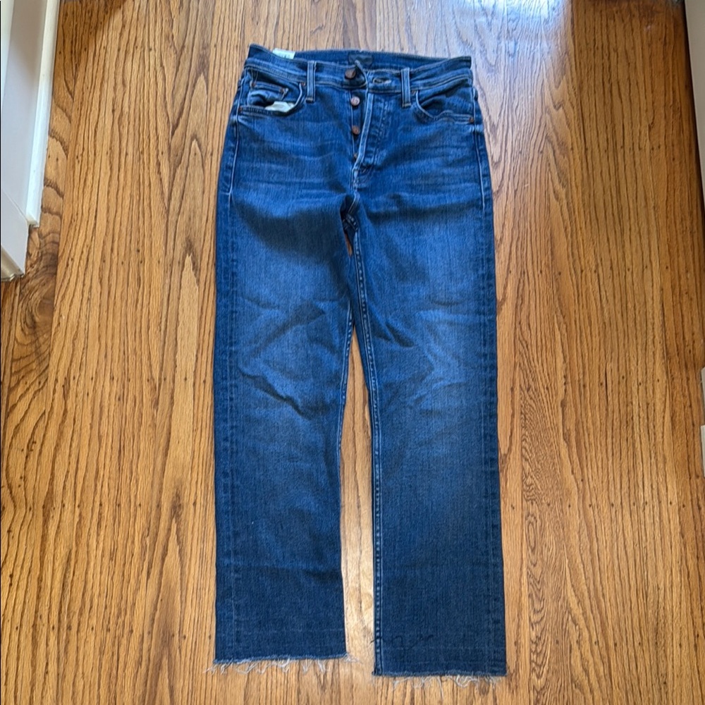 MOTHER The Tomcat Ankle Fray Classic Blue Jeans